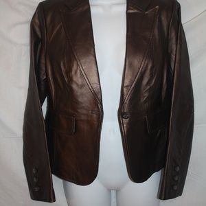 Genuine Leather Jacket. Metallic brown size small.
